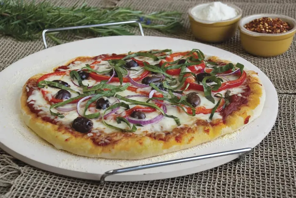 Rund Pizzasten m. håndtag