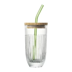 Smoothieglas m. Låg og Sugerør