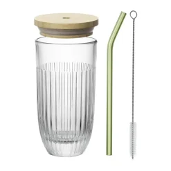 Smoothieglas m. Låg og Sugerør