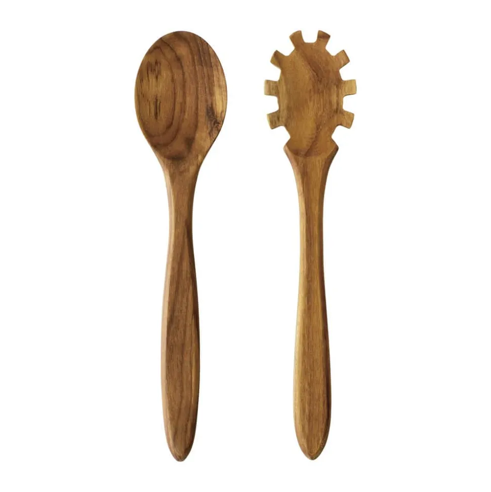 Teak Salatsæt - 2 dele